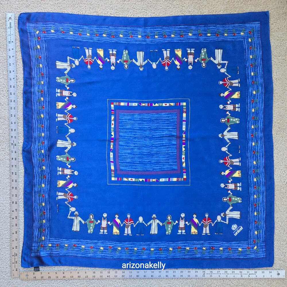 Unicef Silk Scarf World Peace Multicultural Holding Hands - Picture 5 of 11